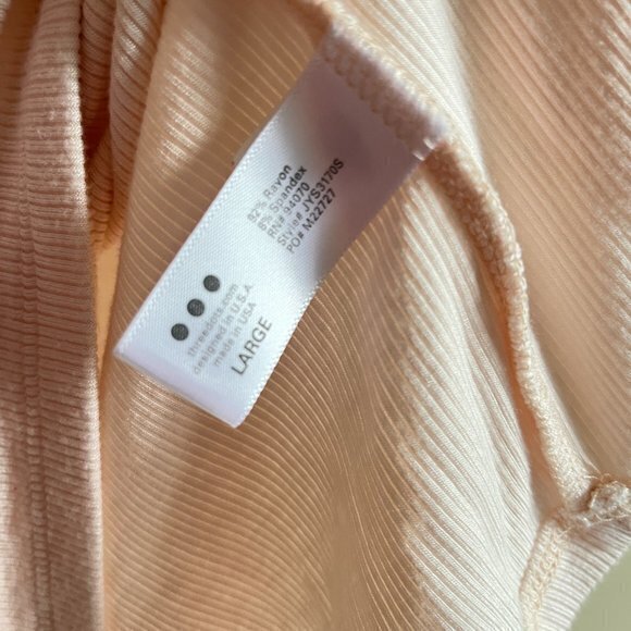 THREE DOTS Viscose Rib Short Sleeve Scoopneck Tee TOP MELON WOMENS‎ SIZE L - Picture 5 of 7